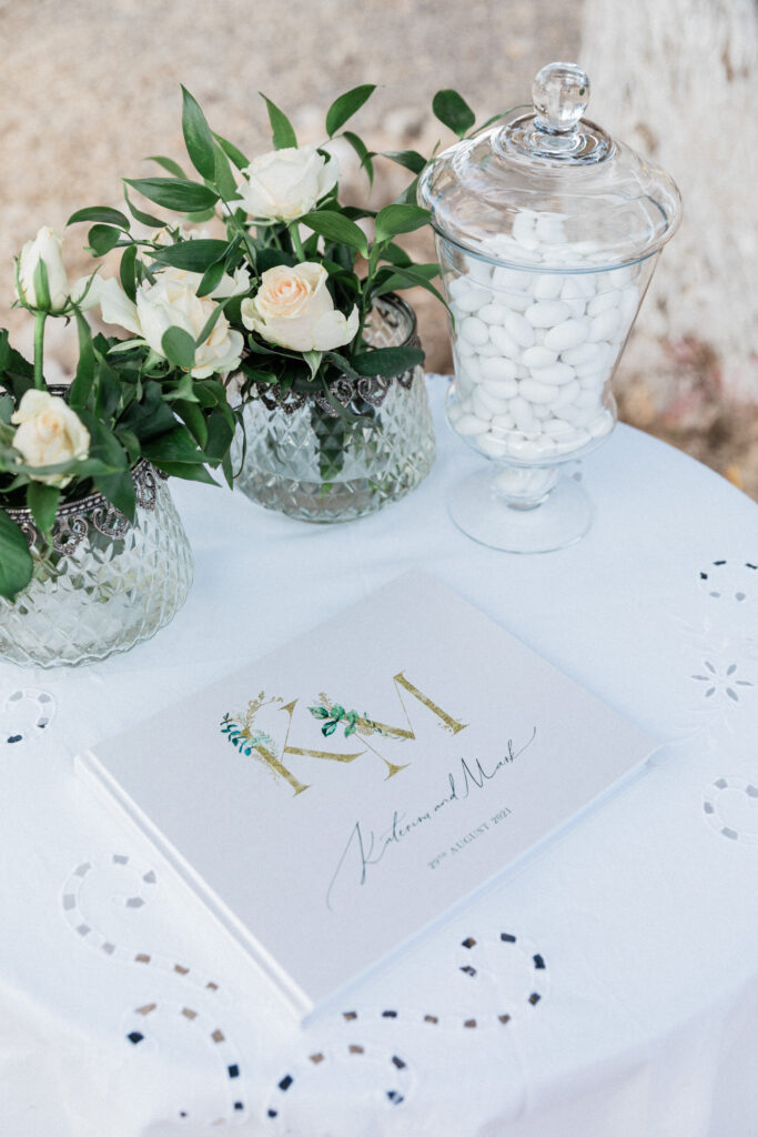 Wedding reception decor in Ithaca, greece.
