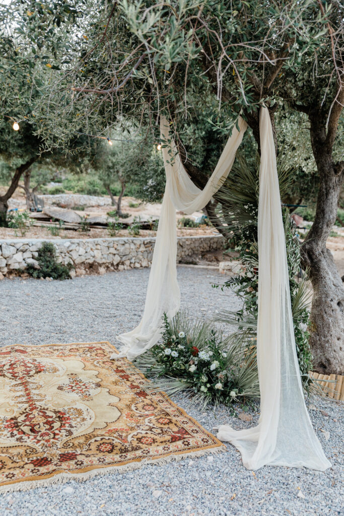 Outdoor decor of Greek Wedding Reception in Ithaca.